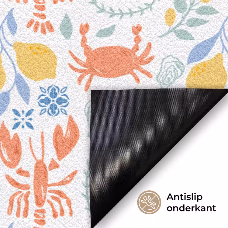 Patroon - Wit - Illustraties - Mediterraans Deurmat klein 898 -antislip_NL