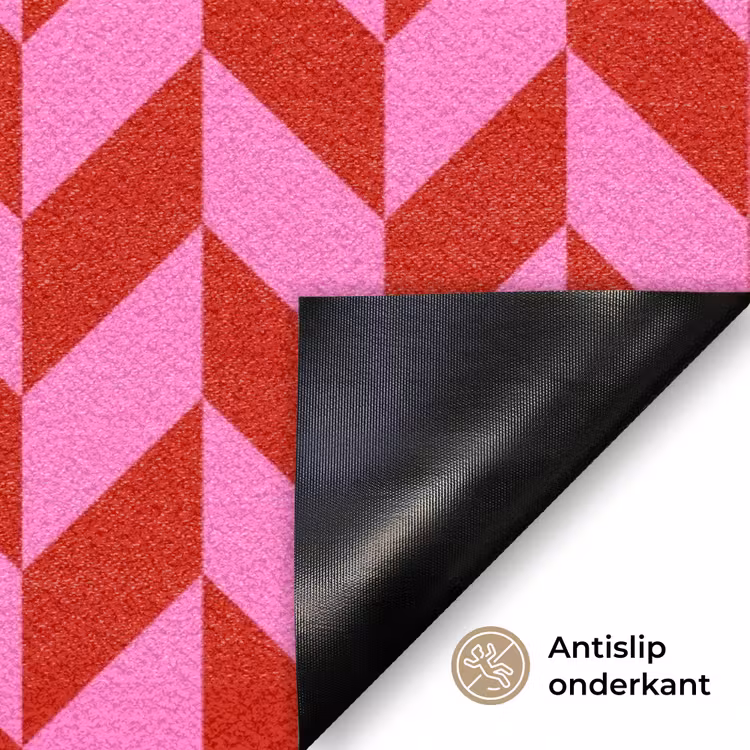 Patroon - Zigzag - Rood Deurmat klein -antislip_NL