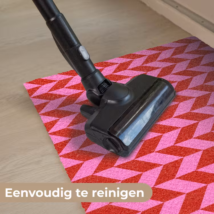 Patroon - Zigzag - Rood Deurmat klein -reinigen_NL