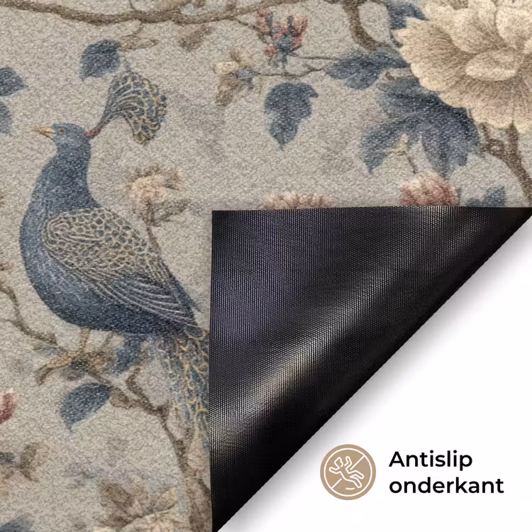 Pauw - Bloemen - Blauw Deurmat klein 898 -antislip_NL
