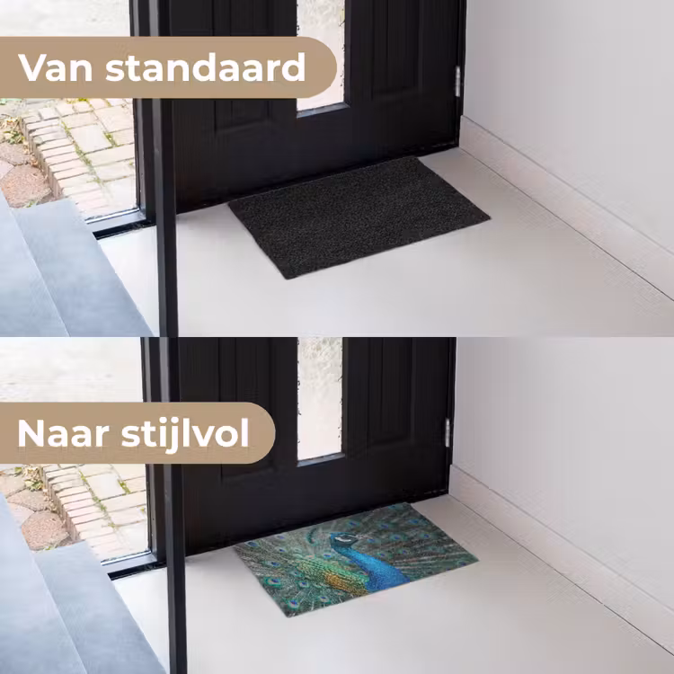 Pauw - Veren - Blauw Deurmat klein -voor-na_NL