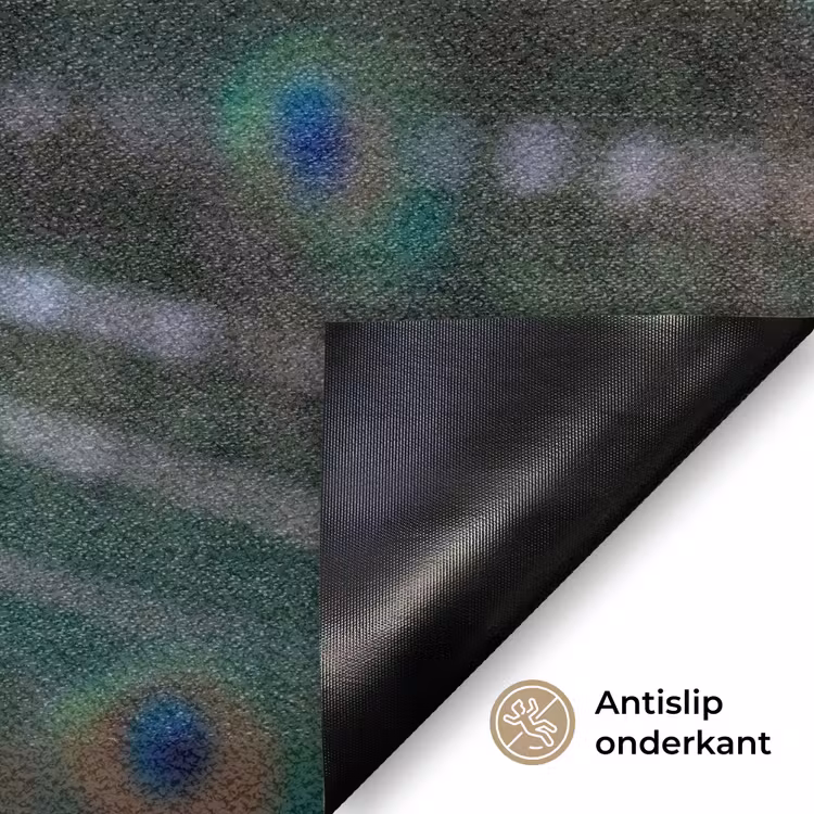 Pauw - Veren - Blauw Deurmat klein -antislip_NL