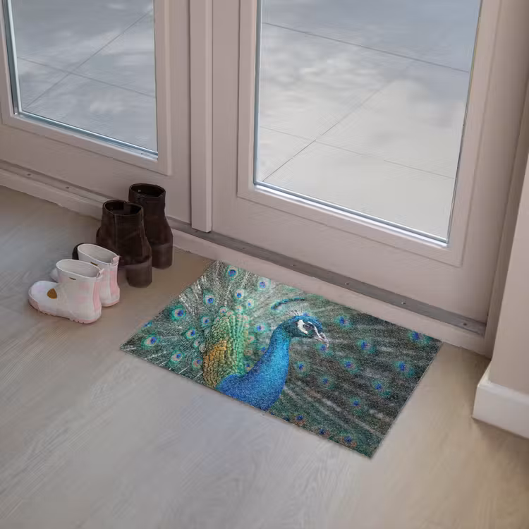 Pauw - Veren - Blauw Deurmat klein -sfeer3