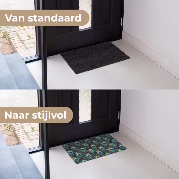 Pauw - Veren - Groen Deurmat klein 898 -voor-na_NL