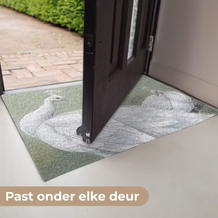 Pauwen - Wit - Natuur - Groen Deurmat klein -USP_NL