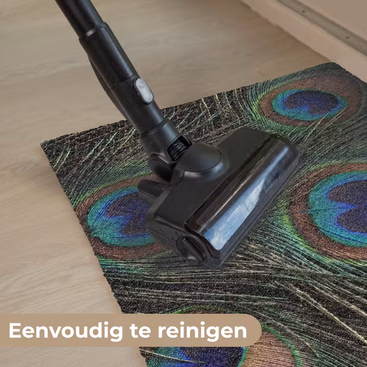 Pauwenveren - Klassiek - Groen Deurmat klein -reinigen_NL