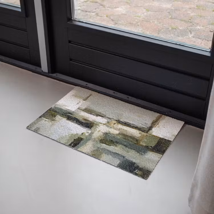 Penseelstreken - Groen - Abstract - Japandi Deurmat klein -sfeer2