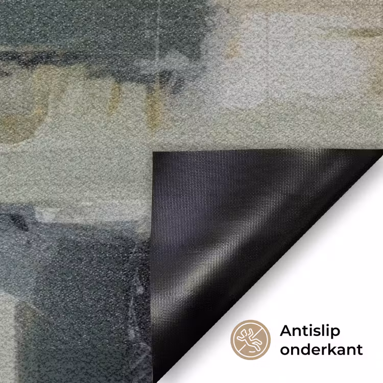Penseelstreken - Groen - Abstract - Japandi Deurmat klein -antislip_NL