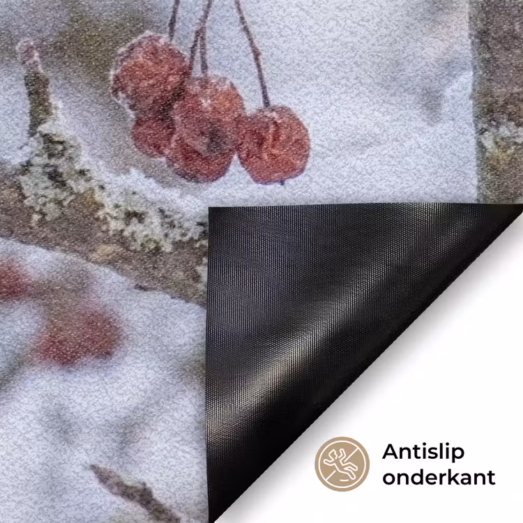 Pestvogel - Bessen - Winter - Natuur Deurmat klein -antislip_NL