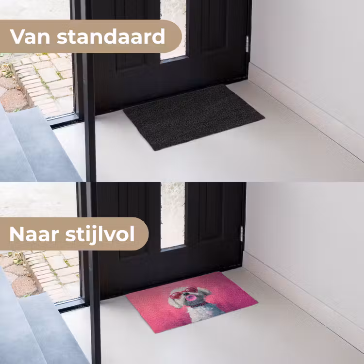 Pink - Hond - Bubbel Deurmat klein -voor-na_NL