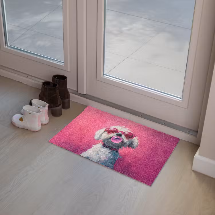 Pink - Hond - Bubbel Deurmat klein -sfeer3