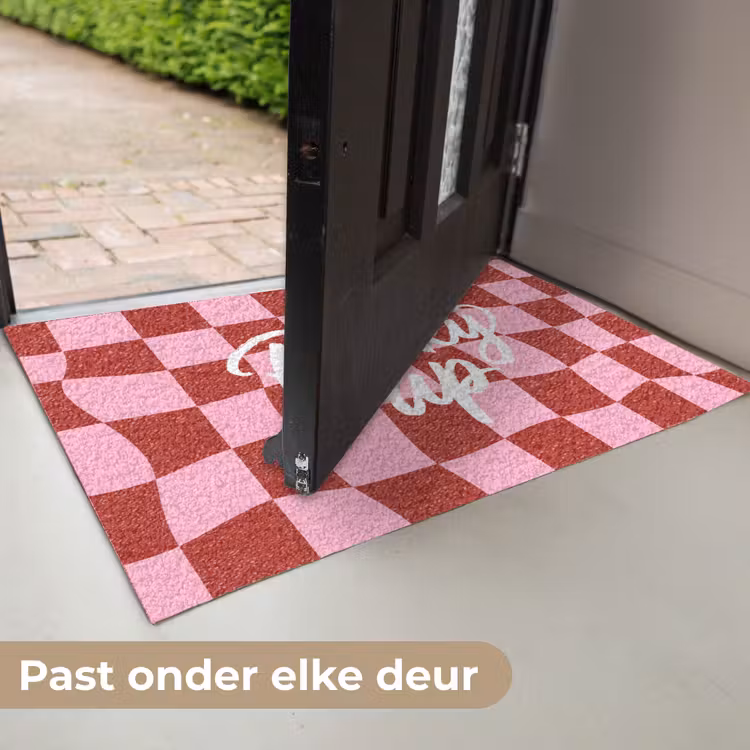 Pinky up - Geblokt - Bordeauxrood Deurmat klein -USP_NL