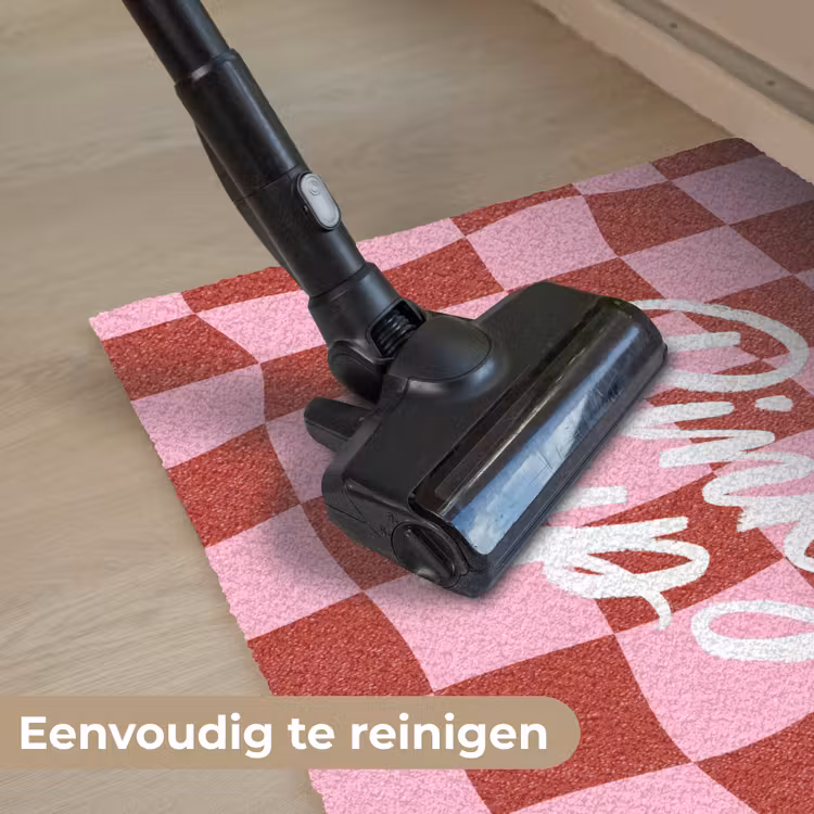 Pinky up - Geblokt - Bordeauxrood Deurmat klein -reinigen_NL