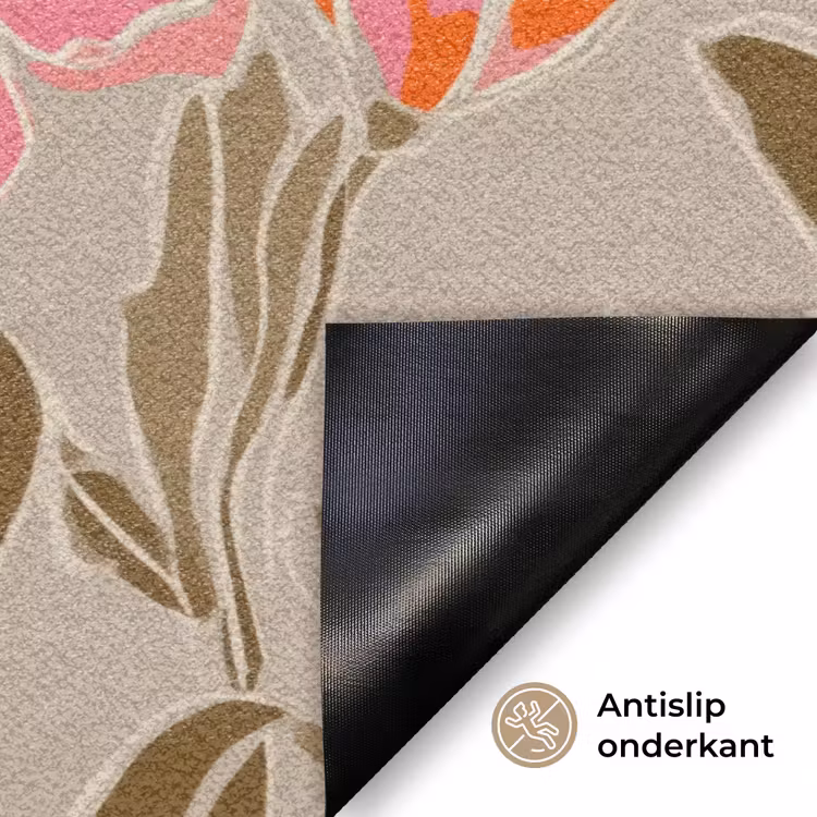 Pioenrozen - Patroon - Roze Deurmat klein 898 -antislip_NL