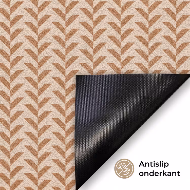 Plaid - Patroon - Bladvorm - Bruin Deurmat klein 898 -antislip_NL
