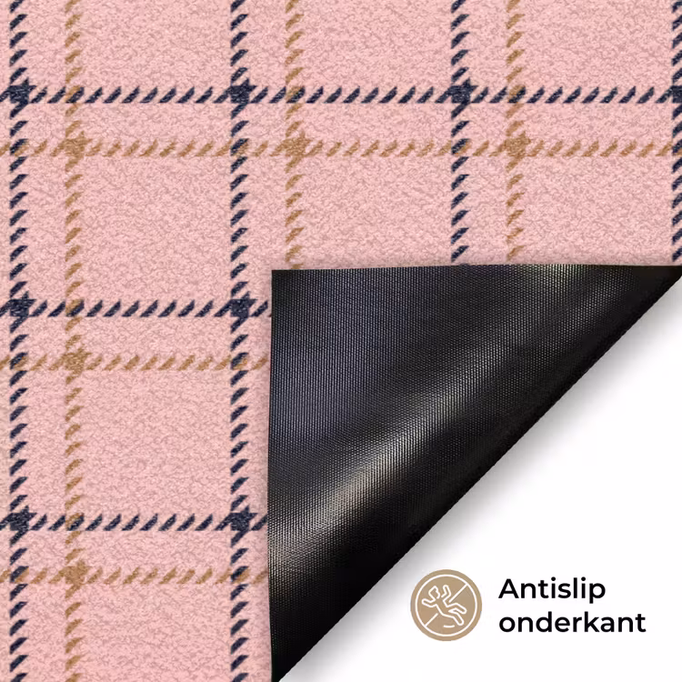Plaid - Patroon - Gestreept - Roze Deurmat klein 898 -antislip_NL