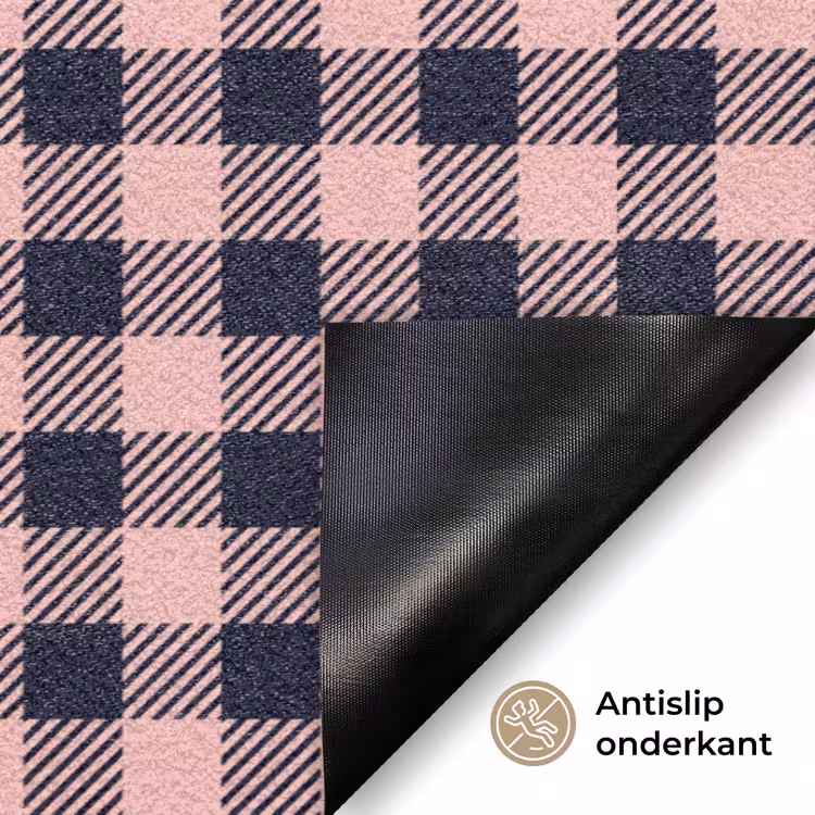 Plaid - Patroon - Roze - Zwart Deurmat klein 898 -antislip_NL