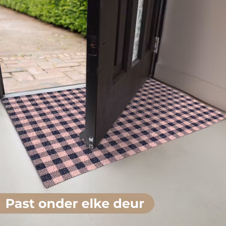 Plaid - Patroon - Roze - Zwart Deurmat klein 898 -USP_NL