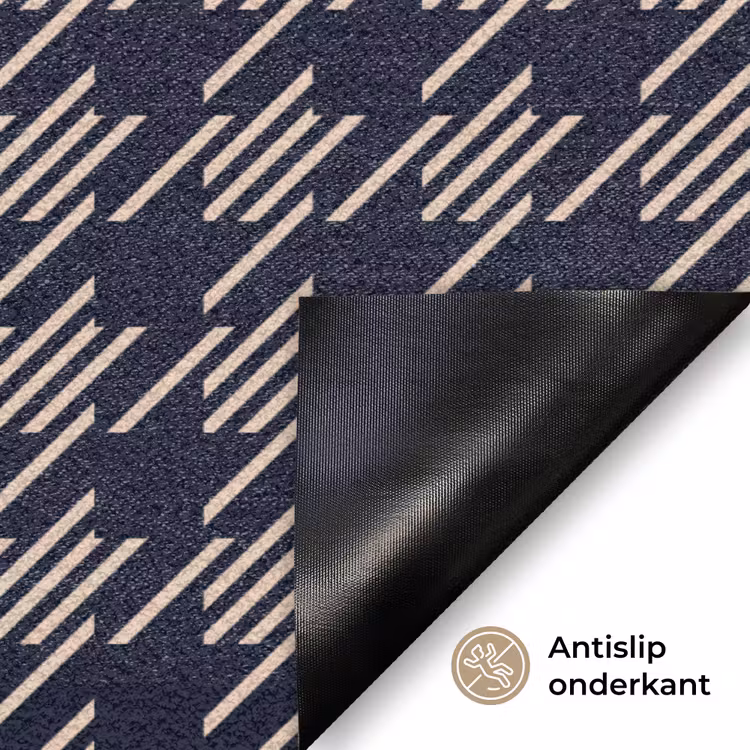 Plaid - Patroon - Ruit - Blauw Deurmat klein 898 -antislip_NL