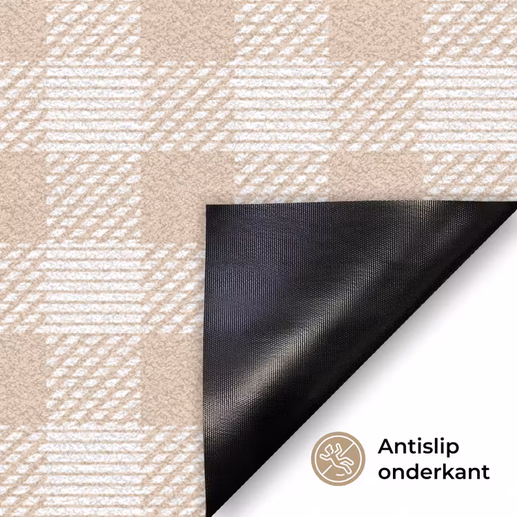 Plaid - Patroon - Vierkant - Beige Deurmat klein 898 -antislip_NL