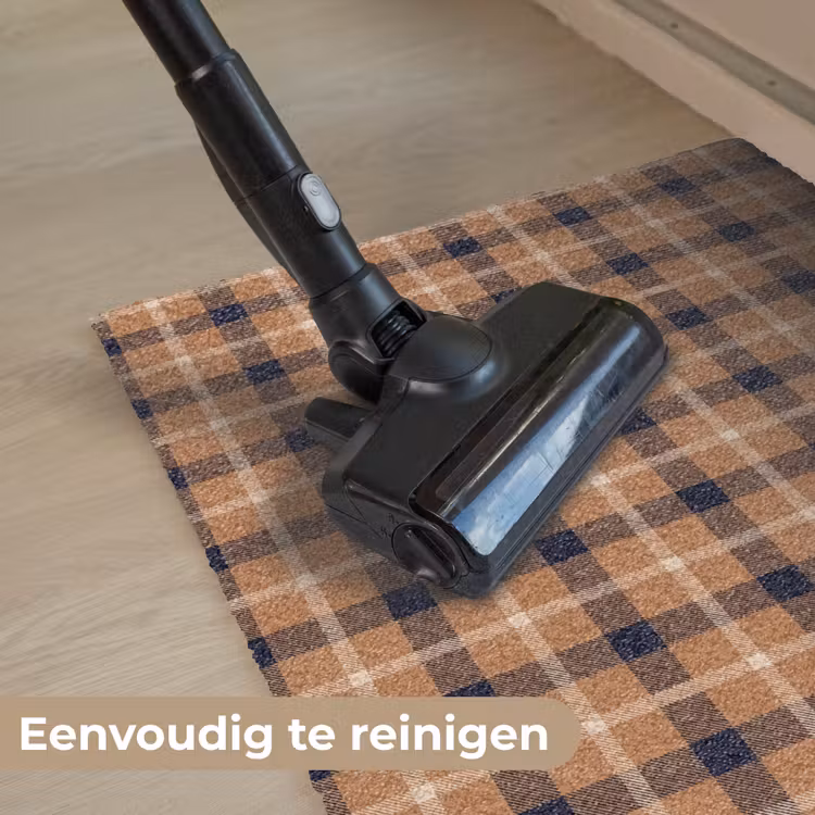 Plaid - Patroon - Vierkant - Bruin Deurmat klein 898 -reinigen_NL