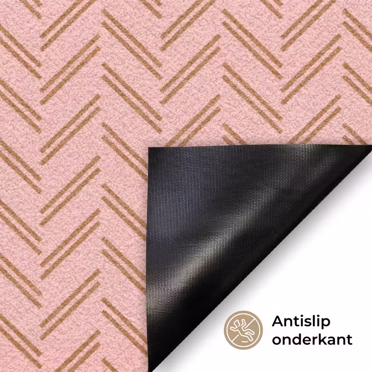 Plaid - Patroon - Visgraad - Roze Deurmat klein 898 -antislip_NL