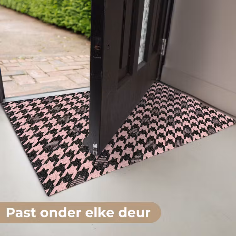 Plaid - Patroon - Zwart - Roze Deurmat klein 898 -USP_NL