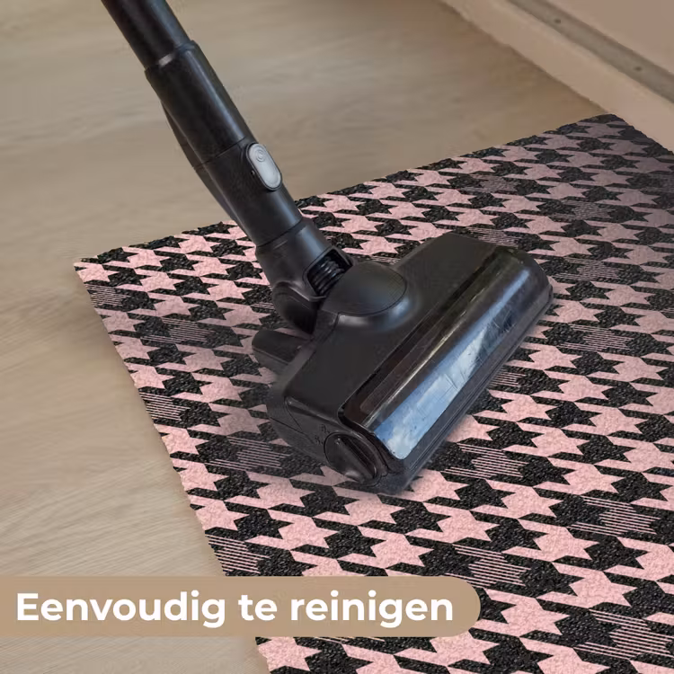 Plaid - Patroon - Zwart - Roze Deurmat klein 898 -reinigen_NL