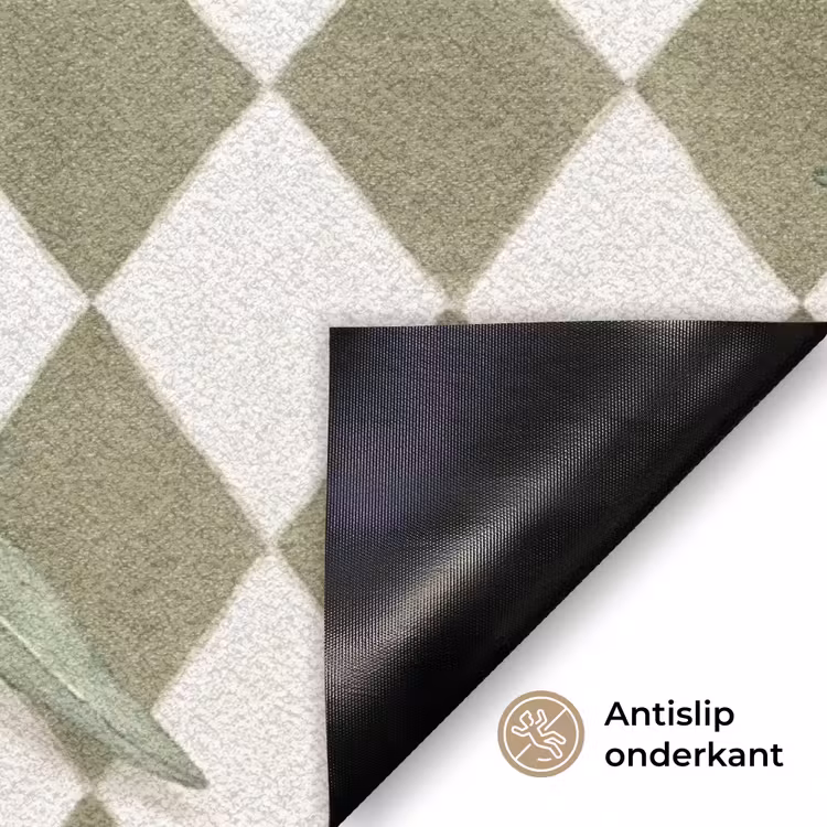 Plant - Olijftakken - Waterverf - Mediterraan - Groen Deurmat klein -antislip_NL