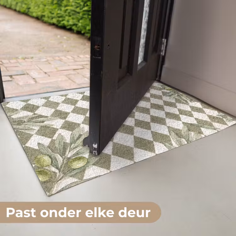 Plant - Olijftakken - Waterverf - Mediterraan - Groen Deurmat klein -USP_NL