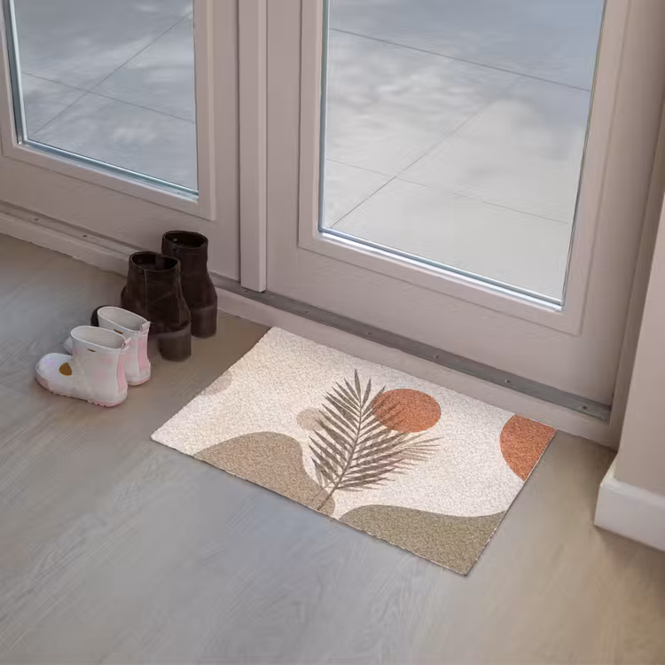 Planten - Bladeren - Abstract - Modern - Beige Deurmat klein -sfeer3