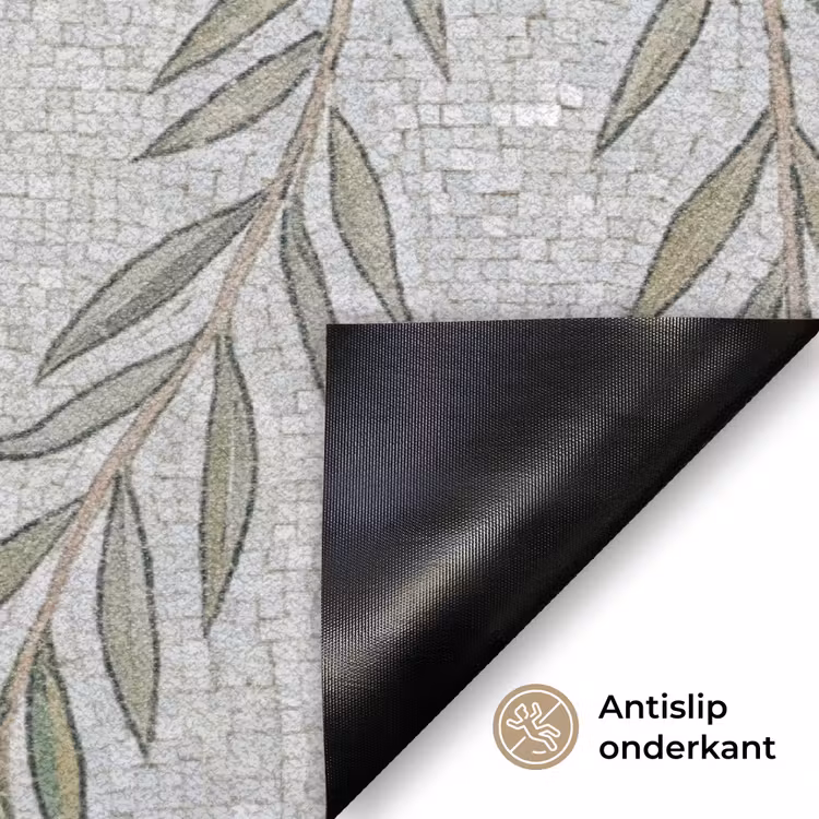 Planten - Mozaïek - Patroon - Groen - Blauw Deurmat klein -antislip_NL