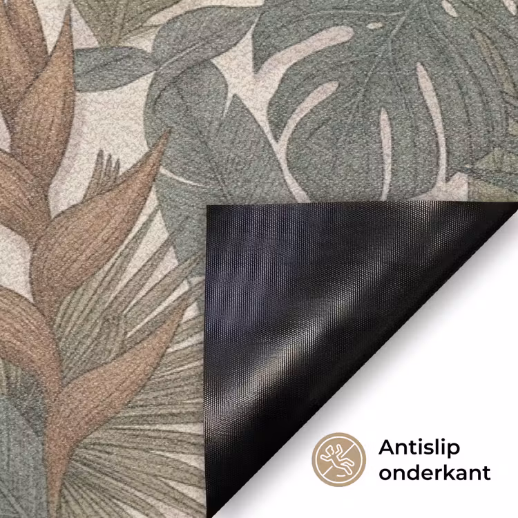 Planten - Tropisch - Natuur - Illustratie - Groen Deurmat klein -antislip_NL