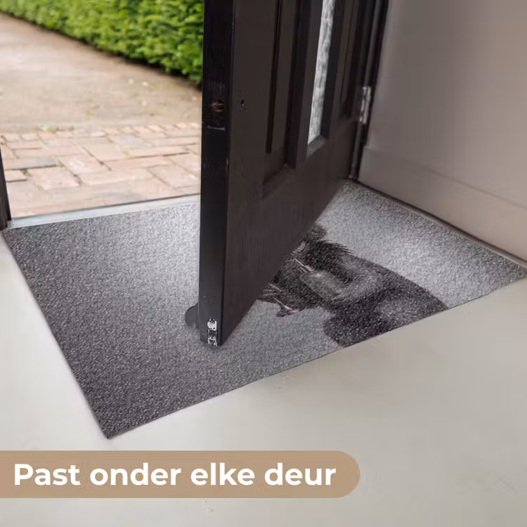 Poedel - Spiegel - Zwart - Wit Deurmat klein -USP_NL
