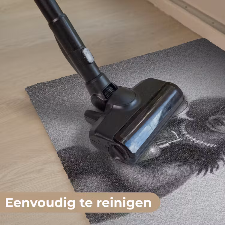 Poedel - Spiegel - Zwart - Wit Deurmat klein -reinigen_NL