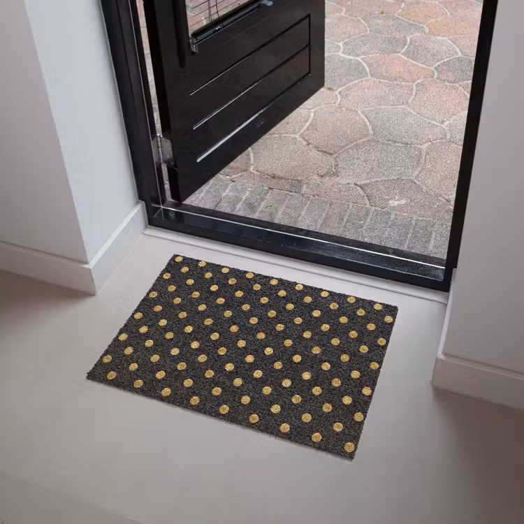 Polka Dot - Stippen - Goud - Zwart Deurmat klein 898 -sfeer5