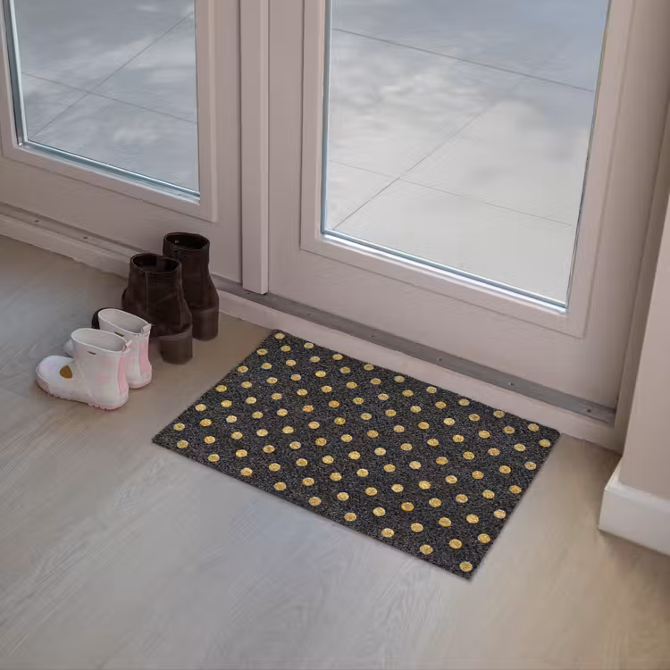 Polka Dot - Stippen - Goud - Zwart Deurmat klein 898 -sfeer3