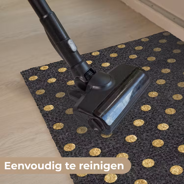Polka Dot - Stippen - Goud - Zwart Deurmat klein 898 -reinigen_NL