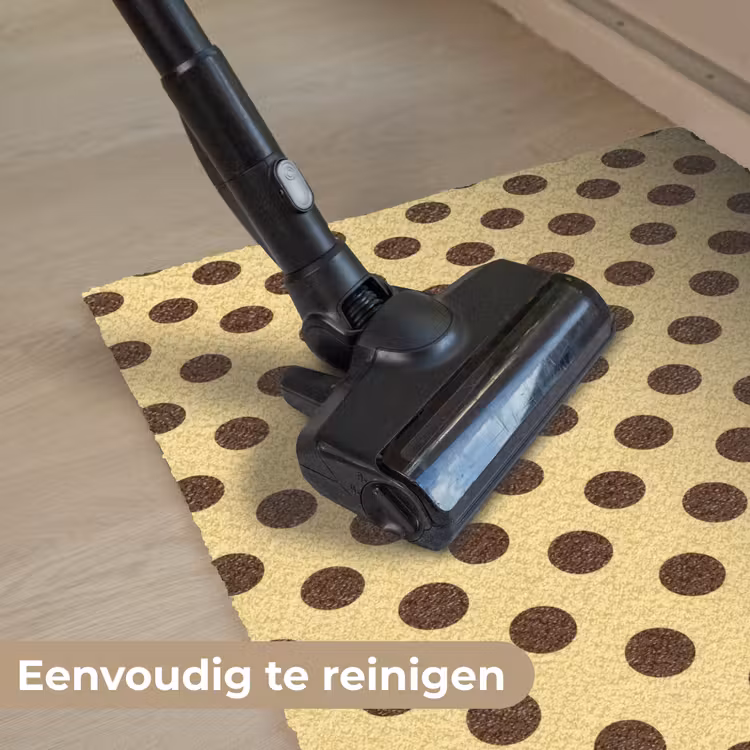 Polka Dot - Stippen - Retro - Geel - Bruin Deurmat klein 898 -reinigen_NL
