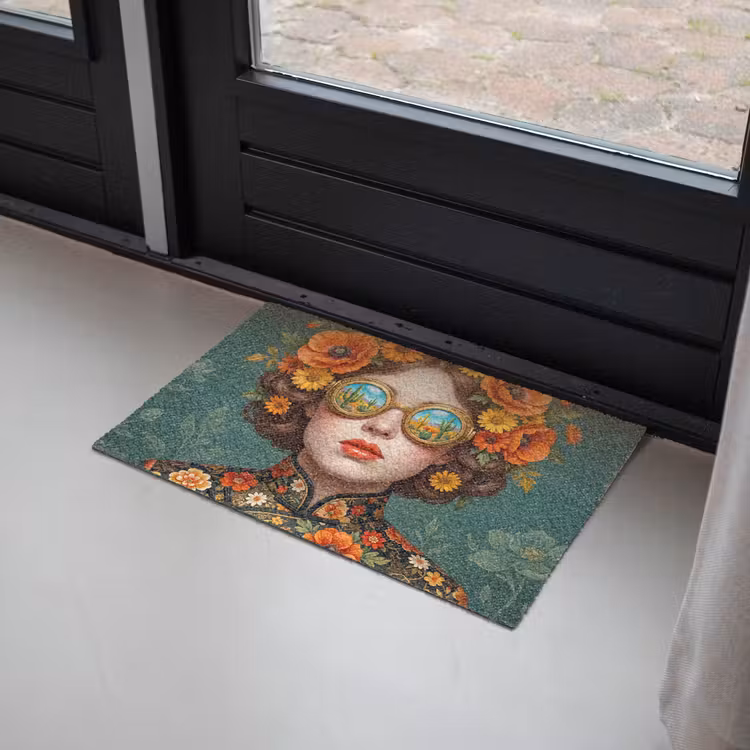 Portret - Vrouw - Kleurrijk - Expressief Deurmat klein -sfeer2