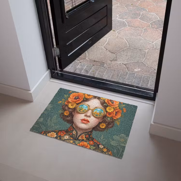 Portret - Vrouw - Kleurrijk - Expressief Deurmat klein -sfeer5