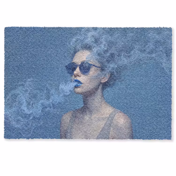 Portret - Zonnebril - Rook - Abstract - Blauw Deurmat klein -zkaufland3d