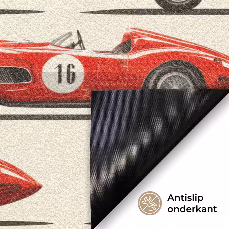 Raceauto - Retro - Rood Deurmat klein 898 -antislip_NL