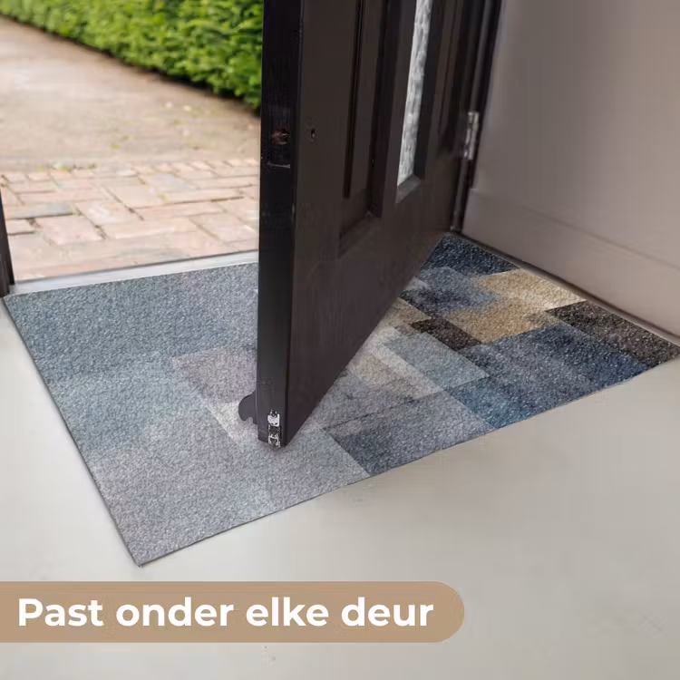 Rechthoeken - Abstract - Blauw Deurmat klein -USP_NL