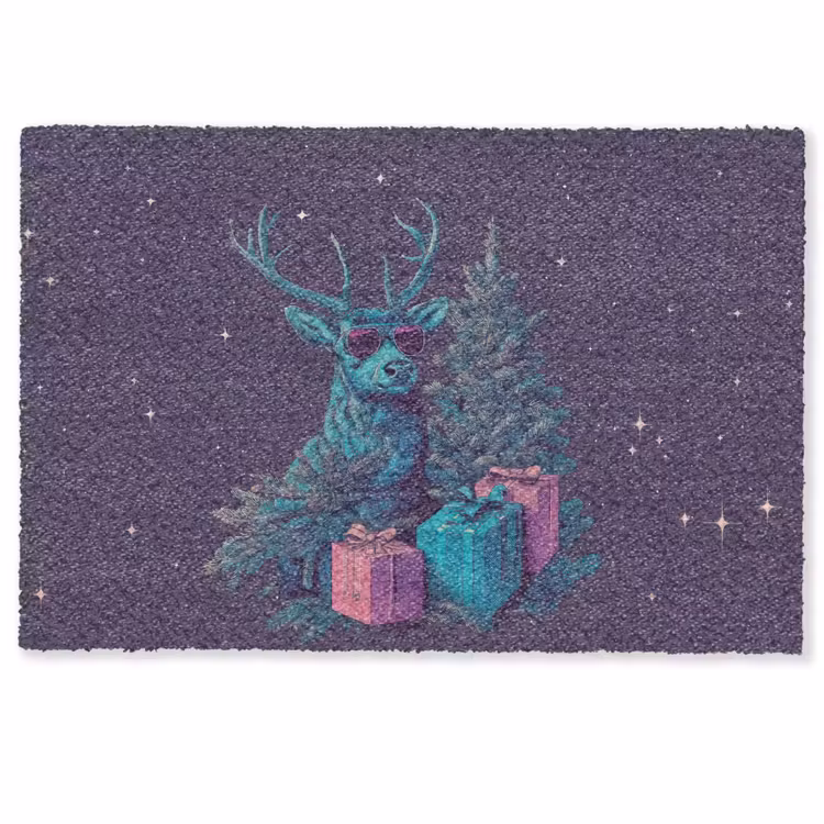 Rendier - Zonnebril - Neon - Kerstboom Deurmat klein -zkaufland3d