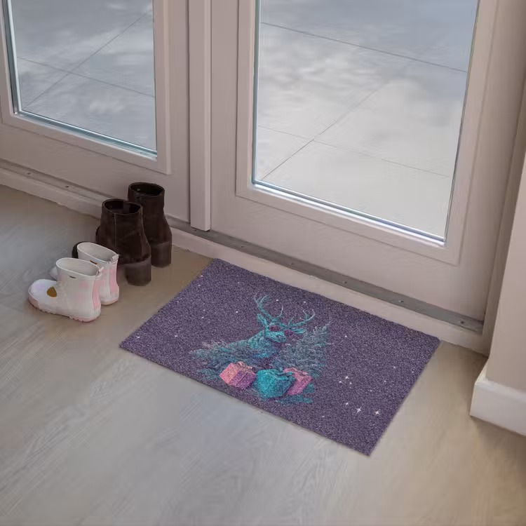 Rendier - Zonnebril - Neon - Kerstboom Deurmat klein -sfeer3