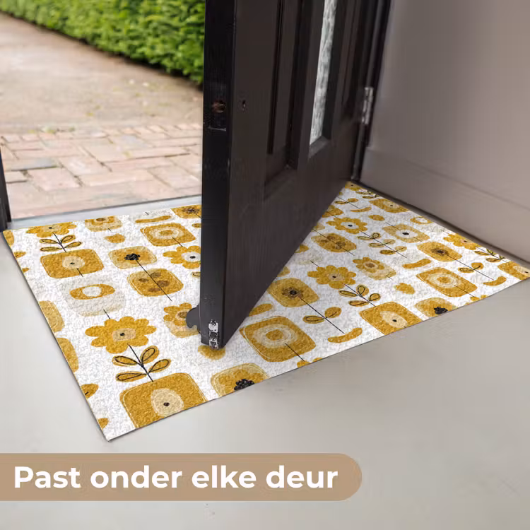 Retro - Abstract - Bloemen - Okergeel Deurmat klein 898 -USP_NL