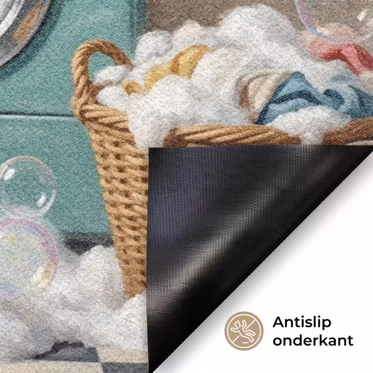 Retro - Blauw - Vrouw Deurmat klein -antislip_NL