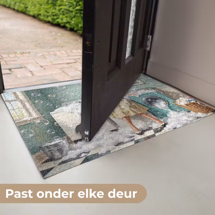 Retro - Blauw - Vrouw Deurmat klein -USP_NL
