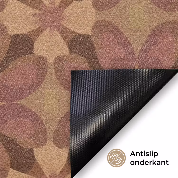 Retro - Bloemen - Bruin Deurmat klein 898 -antislip_NL